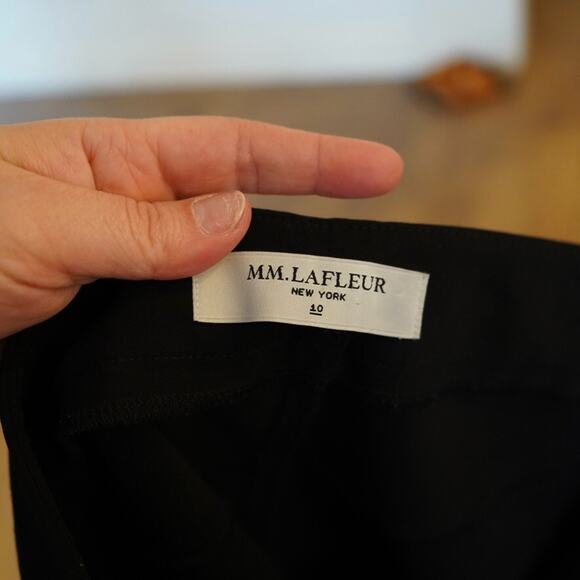 M.M.Lafleur Trouser Pants Womens 10 Black Stretch Straight Leg Classic Side Zip - Picture 9 of 9